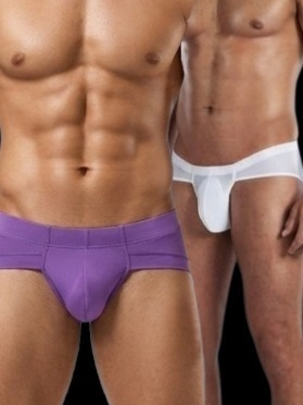 Men's Support Briefs - Purple and White